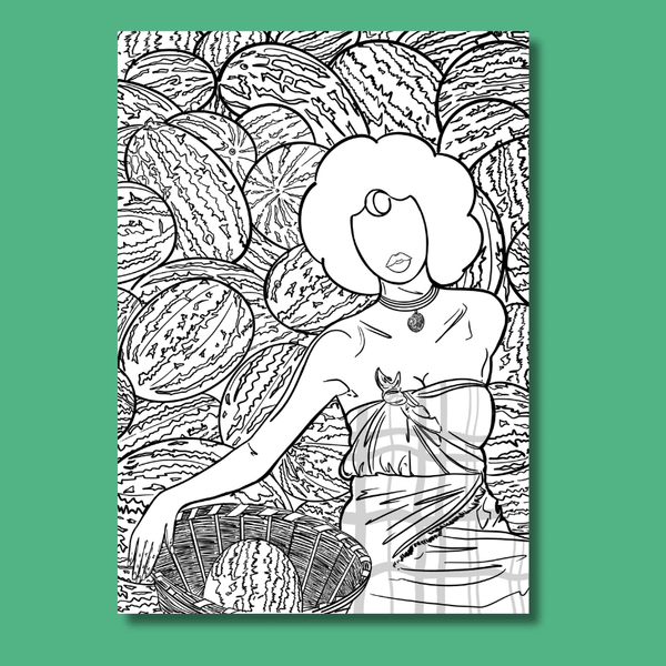 Coloriage à imprimer - Goûter au soleil (téléchargement numérique)