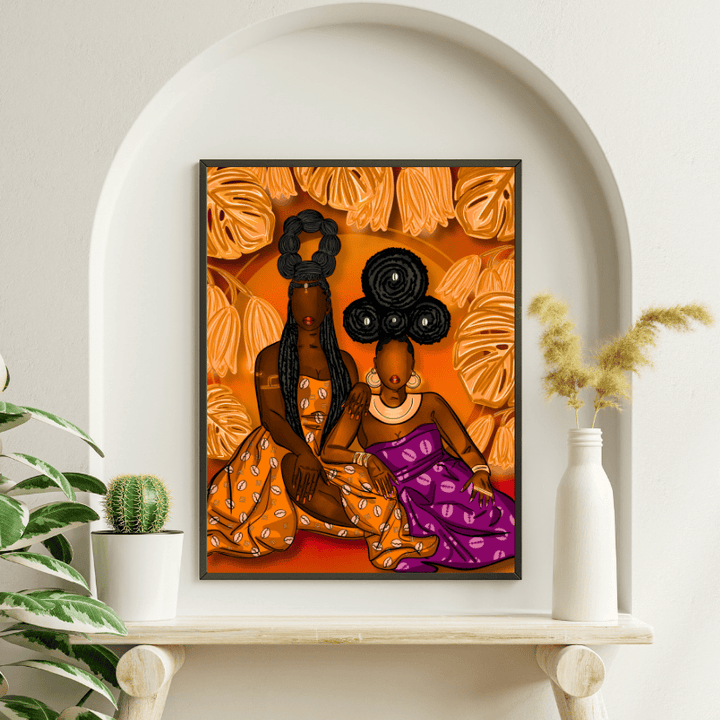mockup cadre afro art illustration braided grace