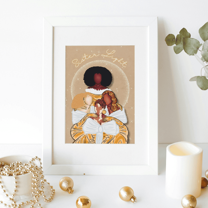 cadre illustration de noël sister light 