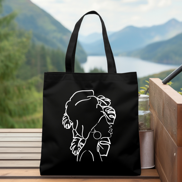 Black tote bag - Ethnic Vibes (minimalist) (100% cotton) 
