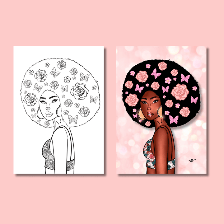 coloriage afro art afrodirose améliorée