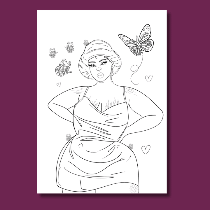 coloriage afro art chilling with my curves2