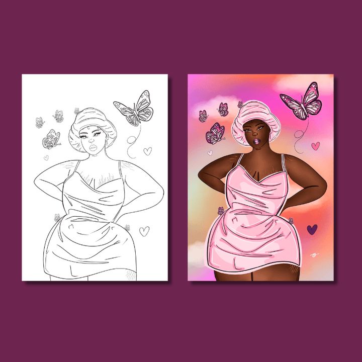 coloriage afro art  à imprimer chilling with my curves