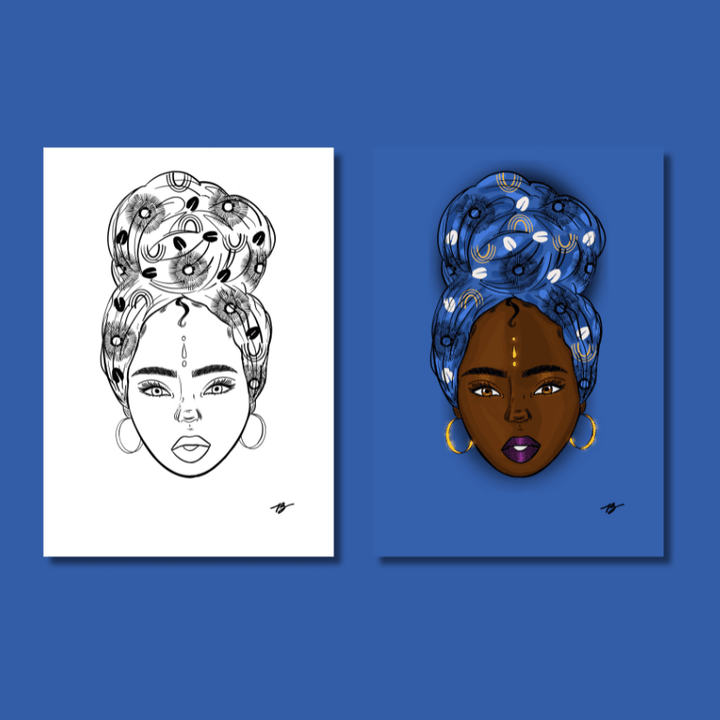 coloriage afro art turban vibes 