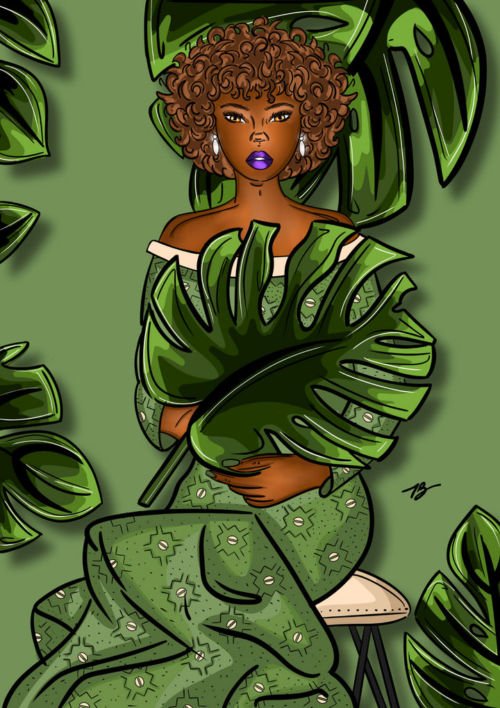 illustration afro art modern mermaid 2