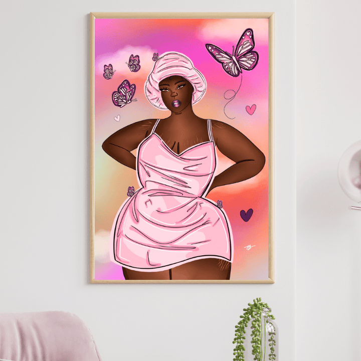 mockup afro art cadre chilling with my curves 